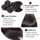 ALLRUN Straight Hair Bundles with Closure Free Part Lace Closure Human Hair Extensions Unprocessed Straight Hair with Closure Brazilian Human Hair Natural Black (14 16 18+12closure, Free Part) ALLRUN Store