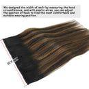 GOO GOO Hair Extensions 18 Inch Wire Hair Extensions Natural Black Mixed Chestnut Brown 80g Ombre Wire Hair Extensions with Transparent Line Hairpiece Long Hair Extensions GOO GOO