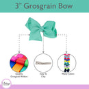 3 Inch Grosgrain Bow for Little Girls - Set of 2 (Mint Green) Motique Accessories