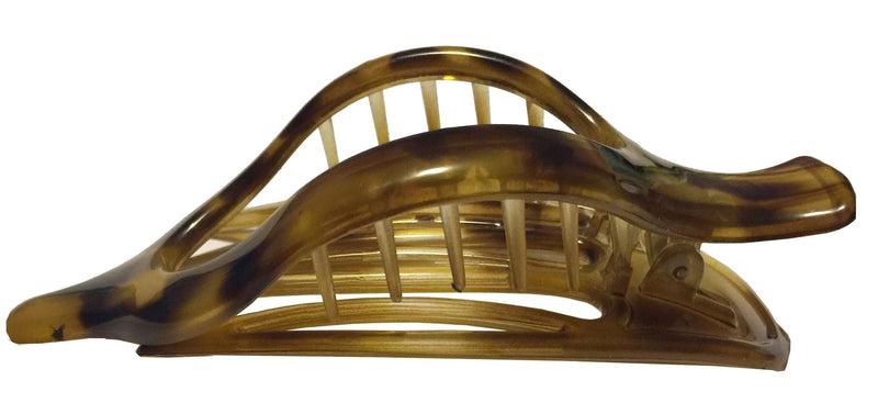 Parcelona France Wide Beak Celluloid Large Side Slide Hair Clips Volume Strong Hold No Slip Grip Girls Hair Claw Clips for Women Durable Styling Paris Hair Accessories, Made In France (Light Shell) Parcelona