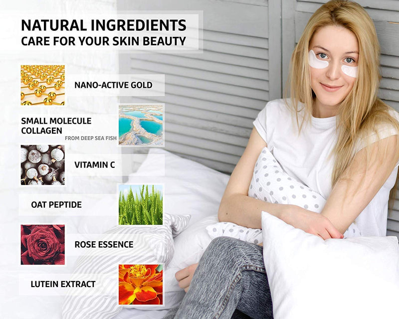 Jakuva 30 Pairs Crystal Collagen Eye Masks Under Eye Patches For Anti-Aging, Remove Dark Circle & Bags, Moisturising & Hydrating (Milk White) Jakuva