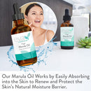 Organic Marula Oil for Face and Hair, 100% Virgin Moisturizing Beauty Oil - Cold Pressed, Natural Anti-Aging Formula - Non-greasy, Unrefined, Rich in Omegas & Antioxidants - 2oz. Eva Naturals