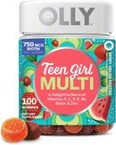 OLLY Teen Girl Multi Gummy, Healthy Skin and Immune Support*, Essential Vitamins, Biotin, Zinc, Chewable Multivitamin, Strawberry Melon Flavored, 50 Day Supply - 100 Count Infinity Warehouse