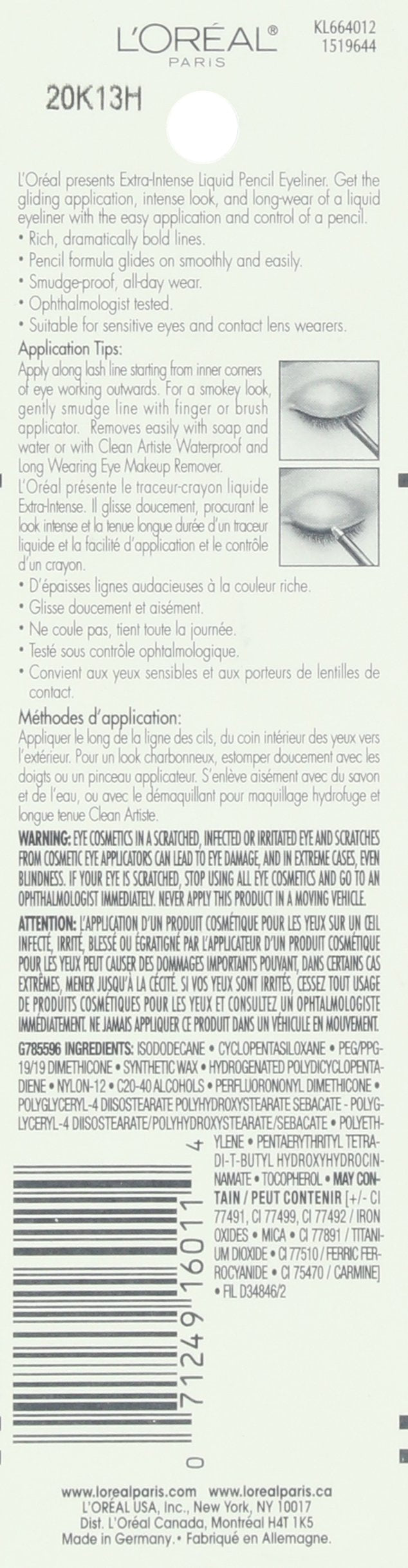 L'Oreal Paris Extra-Intense Pencil Eyeliner, Black, 0.03 oz; (Packaging May Vary) L'Oréal Paris