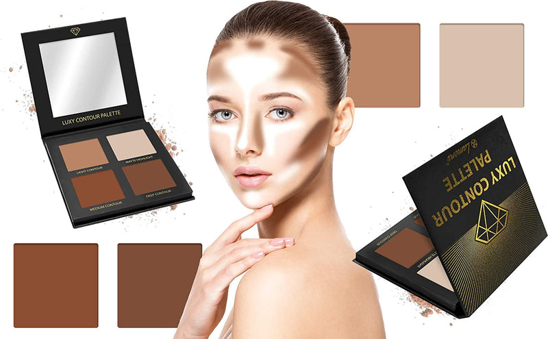 Contour Palette Powder Contour Kit - Contouring Makeup Palette With Mirror - 4 Highly Pigmented Matte Colors For Contouring And Highlighting - Vegan, Cruelty Free And Hypoallergenic Lamora