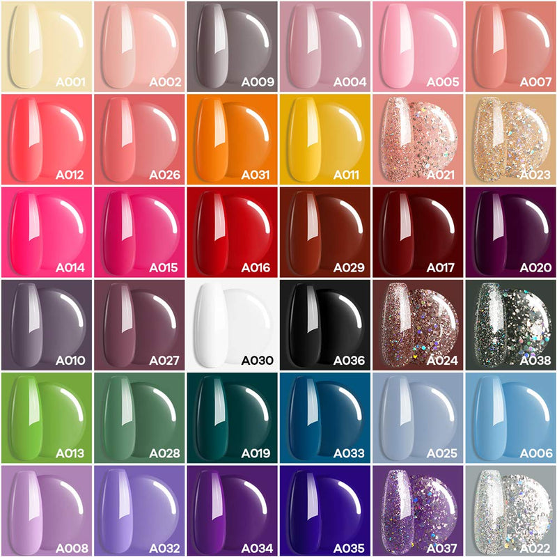 Gel Nail Polish 36 Pcs Colors Fall Holiday Gel Polish Soak Off Gel Nail Kit Glitter Nail Art Starter Kit Beauty Gifts Set Box by Modelones modelones Store