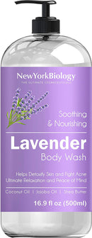 New York Biology Lavender Body Wash – Acne and Eczema Body Wash - Moisturizing and Hydrating Body Cleanser – Helps Restore and Cleanse Skin – Relaxing and Soothing Bath Wash – 16 oz NEW YORK BIOLOGY THE ULTIMATE COSMECEUTICALS