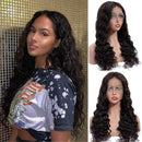 BLY 13x4 Frontal Wigs Loose Deep Wave Lace Front Human Hair Wigs Pre Plucked with Baby Hair 18 Inch Glueless for Black Women 150% Density Natural Black BLY