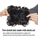 Messy Bun Hair Piece with Combs Clip in Bun Scrunchie Juva Bun Dish Fluffy Wavy Hair Updo Easy Stretch Big Chignon Short Ponytail Hairpiece for Women Brownish Black Benehair