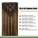 GOO GOO Remy Hair Extensions 16 Inch 7pcs 120g Chocolate Brown to Caramel Blonde Mixed Brown Balayage Thick Straight Hair Clip in Human Hair Extensions Real Hair Extensions GOO GOO