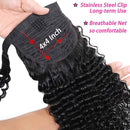 Seelaak 16 Inches Curly Hairpiece Wrap Around Ponytail Hair Piece with Clips Human Hair Ponytail Extensions 101g/set Magic Paste Binding Pony Tail Hairpiece for Black Women seelaak