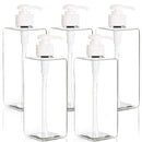 Youngever 5 Pack Clear Plastic Square Pump Bottles 16 Ounce, Refillable Plastic Pump Bottles for Dispensing Lotions, Shampoos, Hand Sanitizer and More Youngever Store