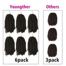 Spring Twist Crochet Braids Hair 6 Packs 8inch Ombre Colors Synthetic Braiding Bomb Twist Low Temperature Kanekalon Fiber Fluffy Hair Extensions (