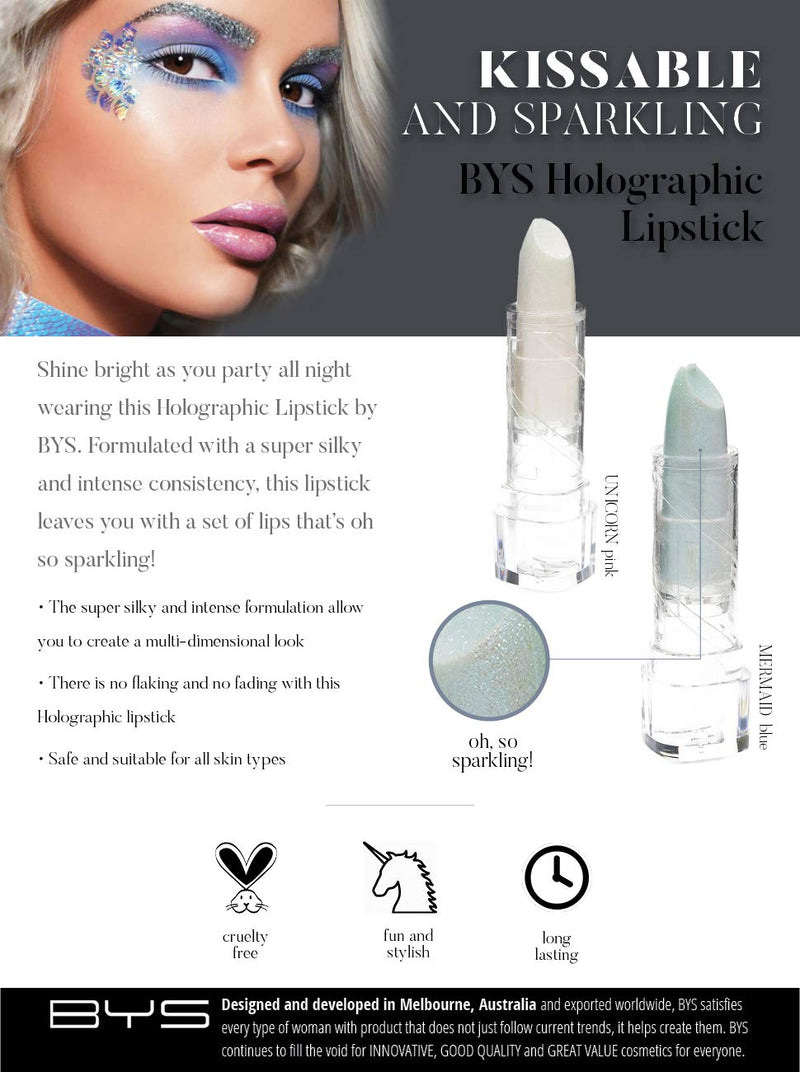 BYS Holographic Lipstick - Mermaid Blue BYS