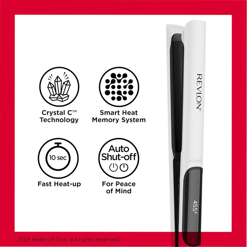 REVLON Crystal C + Ceramic Digital Hair Flat Iron | Long-Lasting Shine and Less Frizz, (1 in) Infinity Warehouse