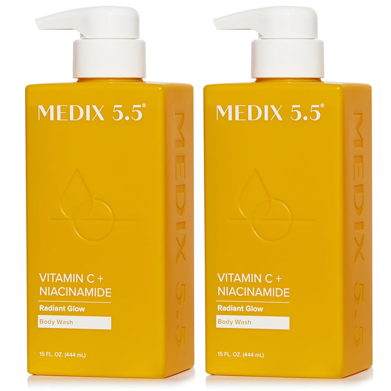 MEDIX Vitamin C Body Wash + Retinol Body Lotion Crepey Skin Moisturizer 2PC Set | Anti Aging Retinol Body Cream + Gel Body Cleanser Skincare Set For Women, Men, & Firmer Looking Skin, 2PC Infinity Warehouse