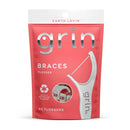 GRIN Braces Flosser, Floss Picks Designed for Braces, 60 Count, Dental Flossers, Recycled Plastic, Ortho Approved, Premium Thin Floss, Includes Handy Wax Scraper and Pick (Pack of 2) Infinity Warehouse
