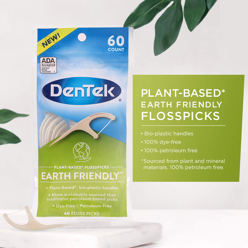 DenTek Earth Friendly Plant-Based Floss Picks, 60 Count DenTek