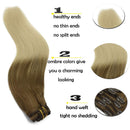 GOO GOO Human Hair Extensions Clip in Ombre Ash Brown to Platinum Blonde 120g 7pcs 18 Inch Straight Real Clip in Hair Extensions Thick Hair Weft Natural Remy Hair Extensions for Women GOO GOO Store