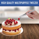 FYBREX 8 inches Stainless Steel Tweezers Curved Tips, All-purpose Forceps Professional Tweezers Tongs with Comfortable Ridged Handle for Beauty Crafting Cooking Repairing and General Purpose Comfecto