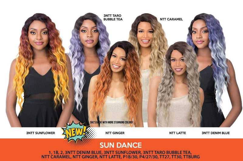 it's a Wig! - V Line Cut and Dressy Long Ripple Wave Ready-To-Go Style with Heat Resistant Synthetic Wig - SUN DANCE (NTT CARAMEL - Natural Two Tone Off Black + Caramel) it's a wig!