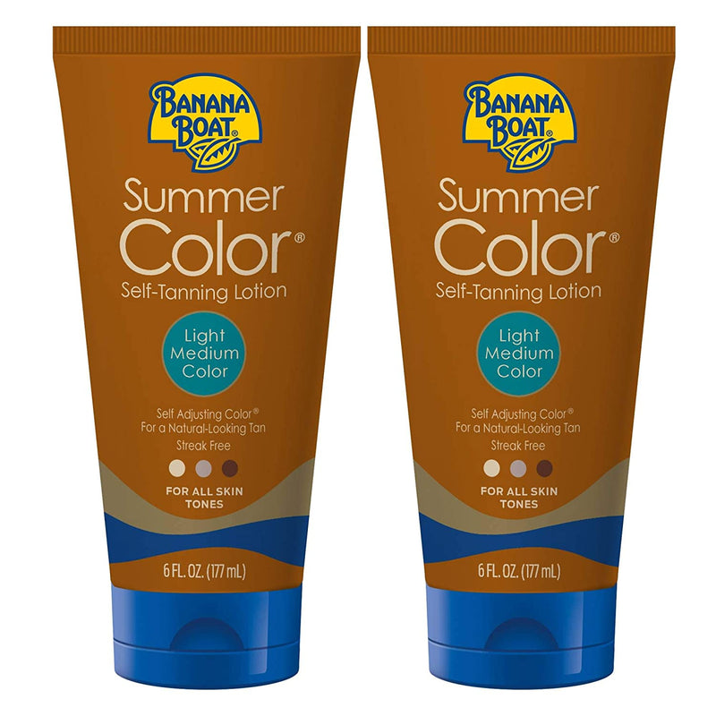 Banana Boat Summer Color Sunless Self Tanning Lotion, Reef Friendly, Light/Medium, 6oz. - Twin Pack Banana Boat