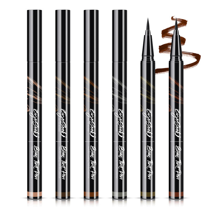 EYESEEK 6PCS Liquid Eyebrow Pencils, Light to Dark Brown Waterproof Eyebrow Makeup Kits with Precision Tips Applicator for Women and Girls EYESEEK