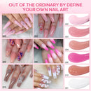 Modelones Poly Extension Gel Nail Kit - Builder Nail Enhancement Gel 6 Colors Pink Nude All In One Kit with Nail Lamp Base Top Coat Set Acrylic Design Salon Valentines Nail Art modelones