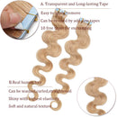 40 PCS Rooted Tape In Hair Extensions Human Hair Invisible Seamless Skin Weft Body Wave Highlight Double Side Tape Remy Human Hair Extensions Balayage Wavy For Women (22'',100g/40pcs,