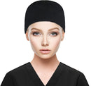 QBA Adjustable Working Cap with Button Long Hair, Sweatband Cotton Ponytail Holder, Tie Back Hats for Women & Men, One Size QBA