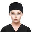 QBA Working Cap with Button Long Hair, Adjustable Working Hat Sweatband Cotton Ponytail Holder, Tie Back Hats for Women & Men, One Size, Black PT QBA