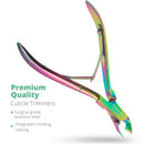 Cuticle Trimmer with Cuticle Pusher Professional Stainless Steel Cuticle Cutter Sharp Blades Double Spring Cuticle Nippers for Nail Care Pedicure Manicure Nail Tools for Home Spa (Multi-Colored) GREEN ESTETICA