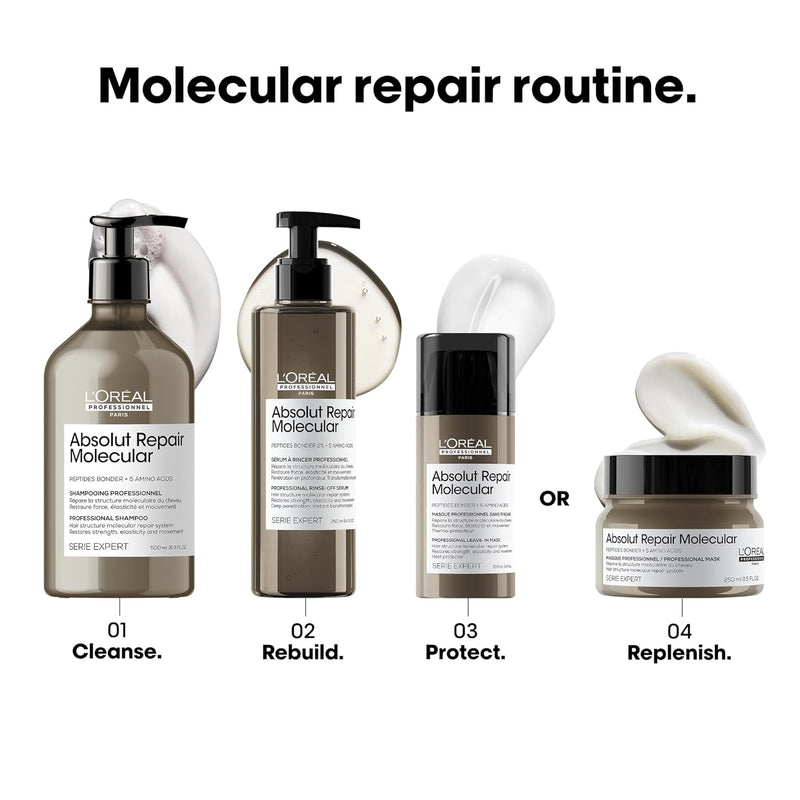 L'Oréal Professionnel Paris Absolut Repair Molecular Hair Mask | Repairs Damage & Restores Strength | For Extremely Dry Damaged Hair | Extra Detangling & Hydration | Peptides Bonder Infinity Warehouse