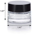 Clear Glass 0.25 oz Small Thick Wall Balm Jars with Black Foam Lined Smooth Lids (6 pack) JUVITUS