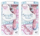 Simply Venus 3 Blade Disposable Razors, with Moisture Rich Strip, 4 Count (2 Pack) Simply Venus