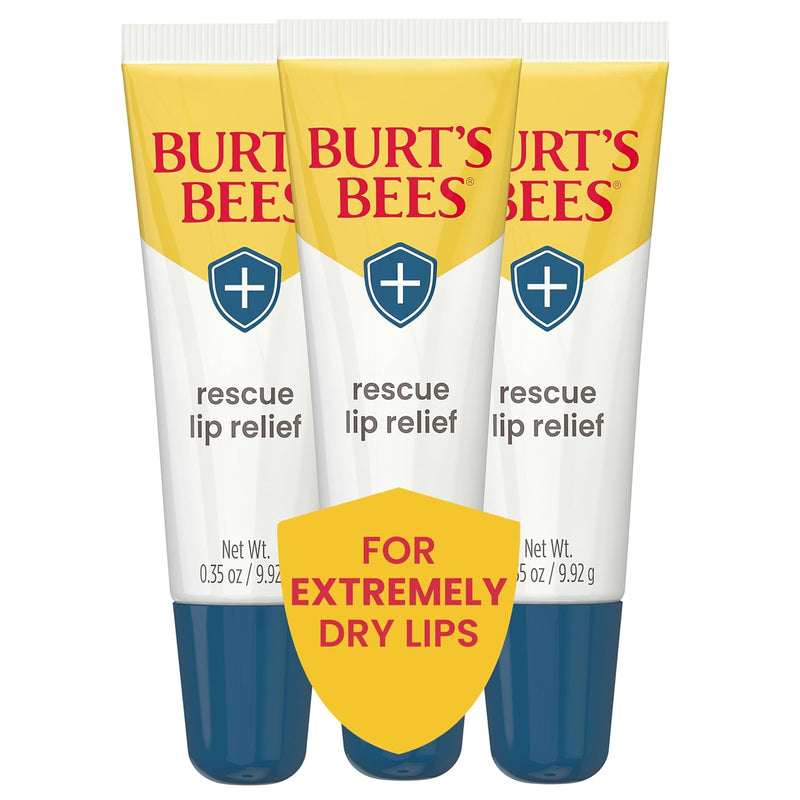 Burt's Bees Rescue Lip Relief, Honey Vanilla, Hydrating Lip Balm for Dry Cracked Lips, with Responsbily Sourced Beeswax and Shea Butter, 100% Natural Origin, 1 Squeezy Tube, 0.35oz Infinity Warehouse