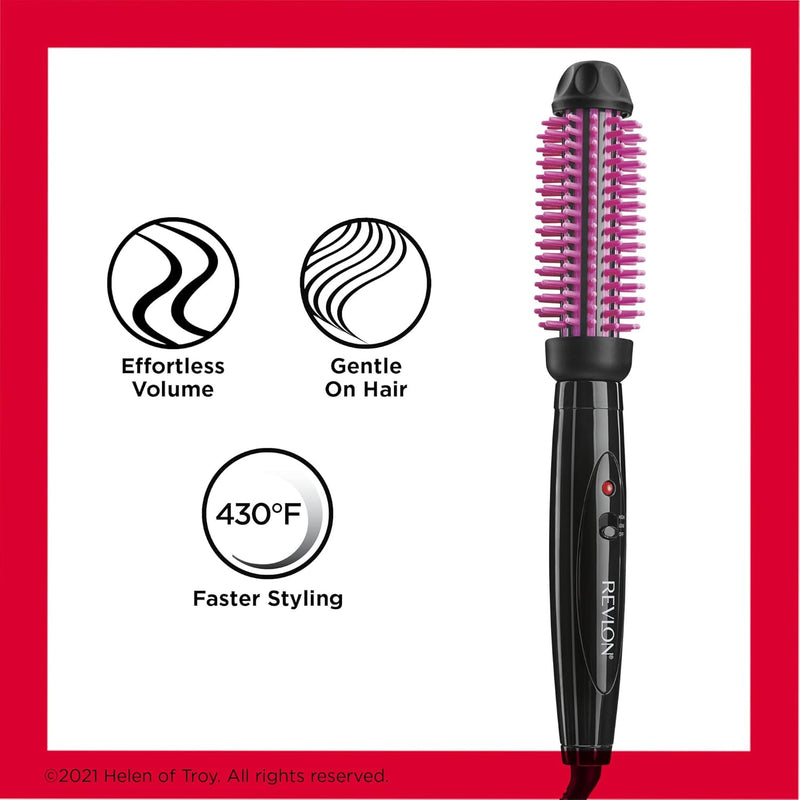REVLON Silicone Bristle Heated Hair Styling Brush | Fast, Long Lasting Volume for Easy Styling | 1" Barrel for Full Body and Smooth Styles (Black/Pink) Infinity Warehouse