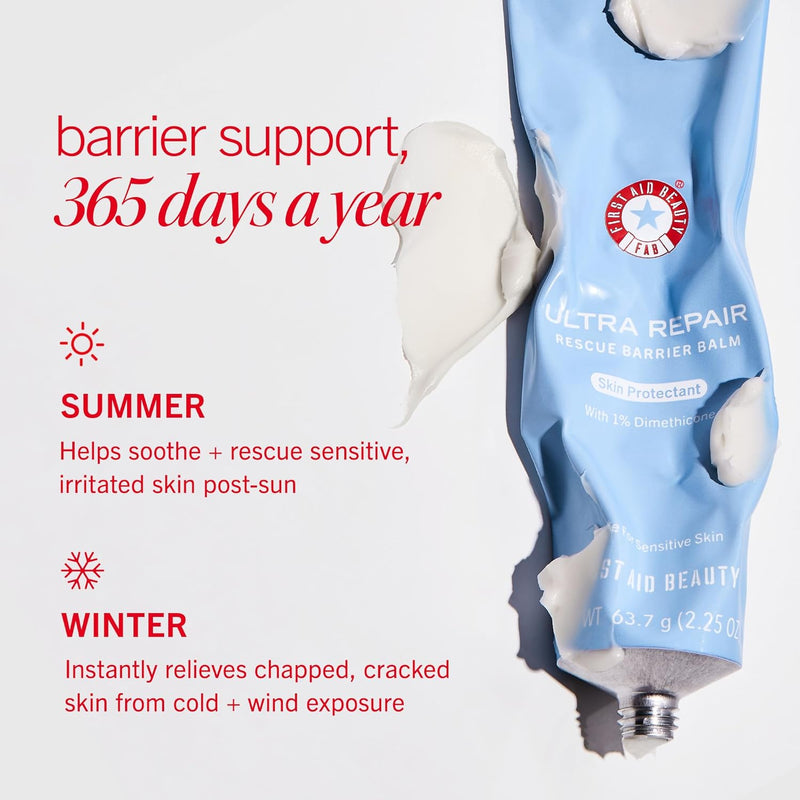 First Aid Beauty - Ultra Repair Rescue Barrier Balm, Deep Hydrating Skin Barrier Mask with 1% Dimethicone, Visible 24-Hour Relief for Dry, Cracked & Chapped Skin, Safe for Sensitive Skin, 2.25 oz Infinity Warehouse