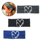 3 Pack Headbands with Buttons, Face Cover Holder, Reduce Ear Pain, Elastic Hair Bands for Women Yoga, Running, Hiking, Cycling(Blue, Black, Grey) CODACE