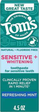 Tom's of Maine Rapid Relief Plus Sensitive Teeth Toothpaste, Fluoride Free, Gentle Mint, 4.5 Oz, 3 Pack, Clinically Proven Enamel Safe, Builds Arginine and Calcium Shield Around Teeth Infinity Warehouse