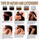 100g Tape in Hair Extensions Human Hair 40pcs Off Black 16 inch Long Remy Hair Straight Seamless Skin Weft Tape ins Double Sided Tapes on 16 inch