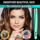 Tweezers for Women - Slant Tweezers - NEW COLOR - Premium Tweezers Precision - Professional Eyebrow Tweezers - Durable Tweezer for Facial Hair Removal and Brow Shaping - Perfect gift (green) WERONY