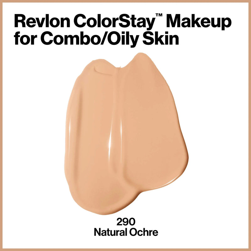 Revlon ColorStay Liquid Foundation Makeup for Combination/Oily Skin SPF 15, Longwear Medium-Full Coverage with Matte Finish, Natural Ochre (175), 1.0 oz REVLON