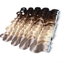 20 PCS Rooted Tape In Hair Extensions Real Human Hair Invisible Seamless Skin Weft Body Wave Highlight Double Side Tape Hair Extensions Natural Wavy (22'',50g/20pcs,