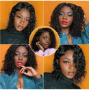 Amella Hair Lace Front Wigs Human Hair Brazilian Short Curly Bob Water Wave 4x4 lace closure Human Hair Wigs for Black Women Pre Plucked with Baby Hair(10 Inch) Amella Store