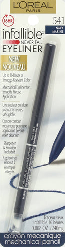 L'Oreal Paris Makeup Infallible Never Fail Original Mechanical Pencil Eyeliner with Built in Sharpener, Navy, 0.008 oz. L'Oreal Paris