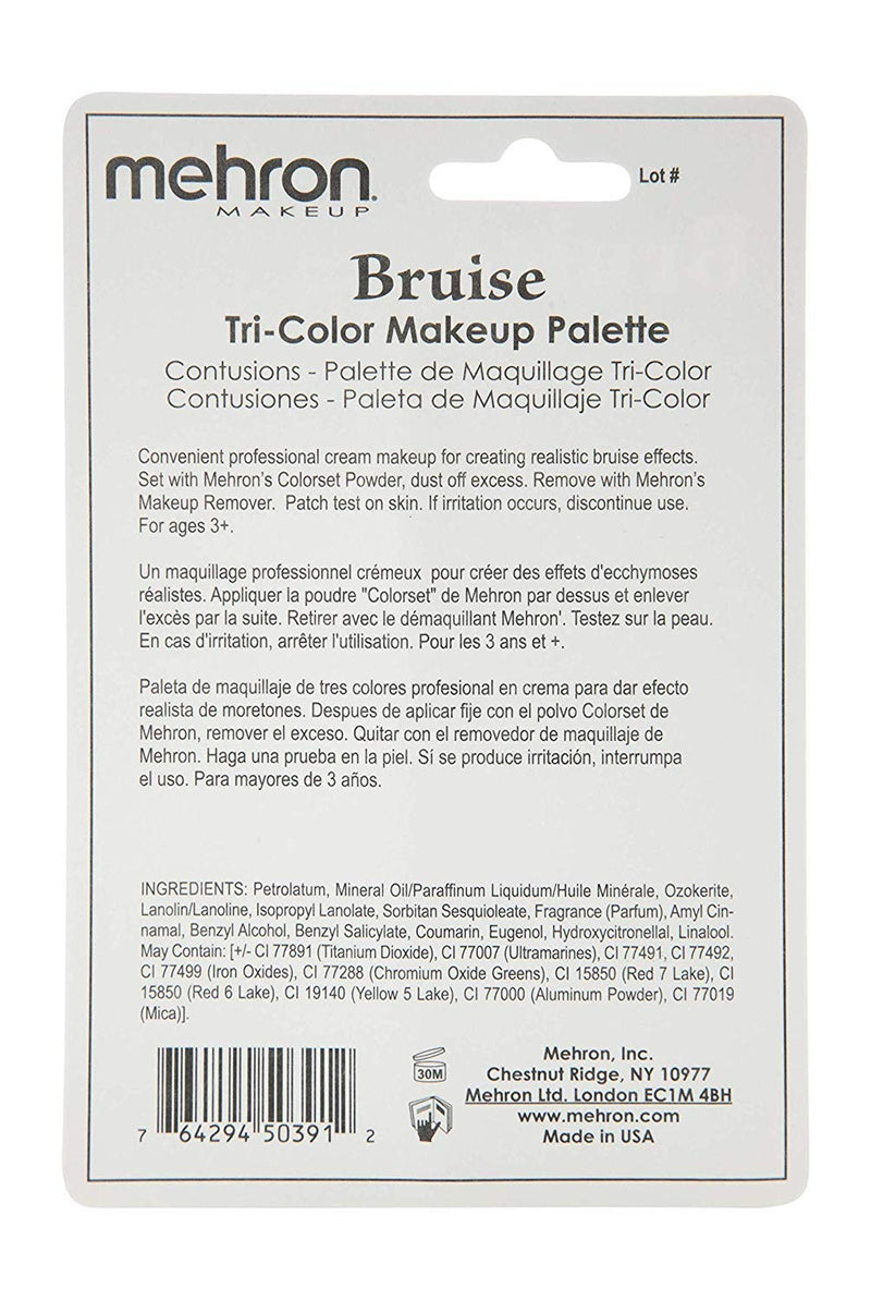 Mehron Makeup Tri-Color Halloween Makeup Palette (BRUISE) Mehron