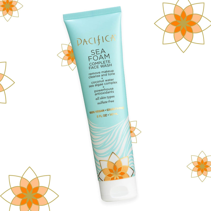 Pacifica Beauty Complete Face Wash, Gentle Daily Facial Cleanser for All Skin Types, Removes Makeup, Oil & Dirt, Sea Foam, 5 oz, 2 Pack Pacifica
