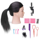 SOPHIRE 100% Real Hair Mannequin Head with Stand, Hairdressers' Practice Training Head and Cosmotology Doll Head for Hairstyling and Braid - Natural Black SOPHIRE