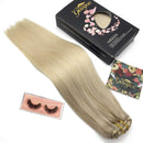 GOO GOO Human Hair Extensions Clip in Natural Ombre Ash Blonde to Golden Blonde and Platinum Blonde Remy Clip in Hair Extensions Straight Long 20 Inch 120g GOO GOO